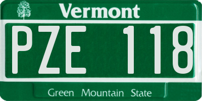 VT license plate PZE118