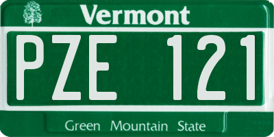 VT license plate PZE121