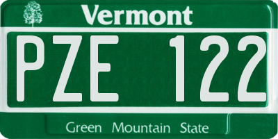 VT license plate PZE122