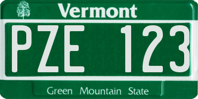 VT license plate PZE123