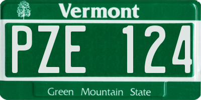 VT license plate PZE124