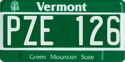 VT license plate PZE126