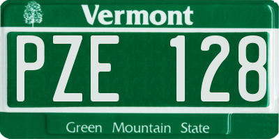 VT license plate PZE128