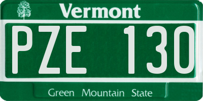VT license plate PZE130