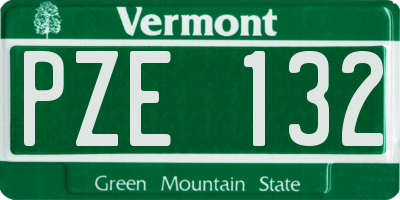 VT license plate PZE132