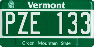 VT license plate PZE133