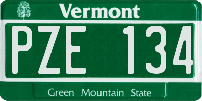 VT license plate PZE134