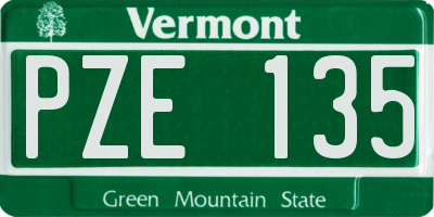 VT license plate PZE135