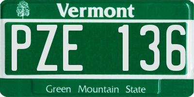 VT license plate PZE136