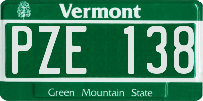 VT license plate PZE138
