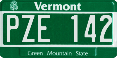VT license plate PZE142