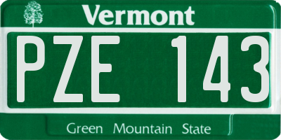 VT license plate PZE143