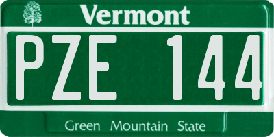 VT license plate PZE144