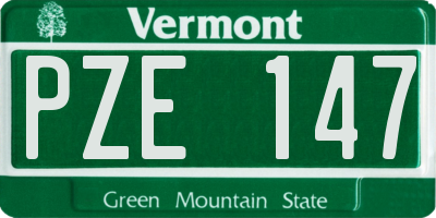 VT license plate PZE147
