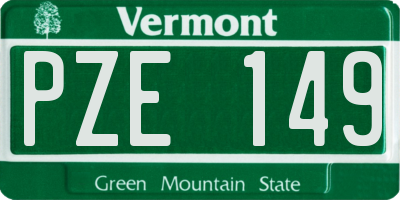 VT license plate PZE149
