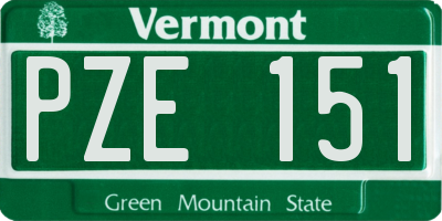 VT license plate PZE151