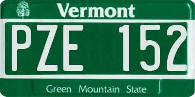 VT license plate PZE152