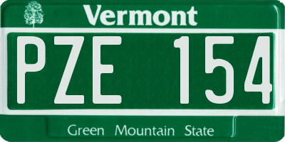 VT license plate PZE154