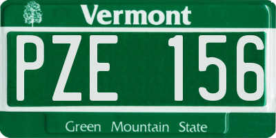 VT license plate PZE156