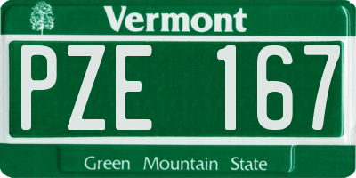 VT license plate PZE167