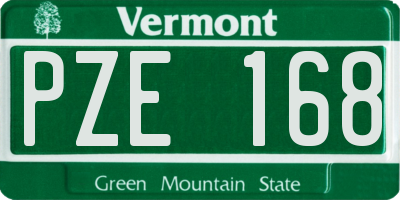 VT license plate PZE168
