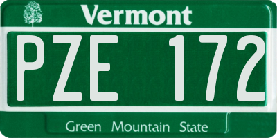 VT license plate PZE172