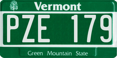 VT license plate PZE179