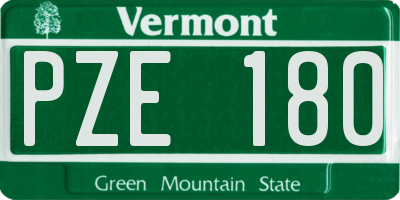 VT license plate PZE180