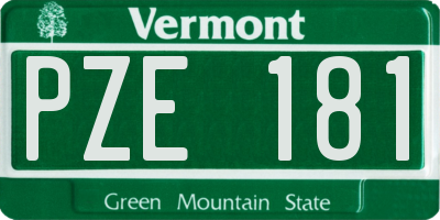 VT license plate PZE181