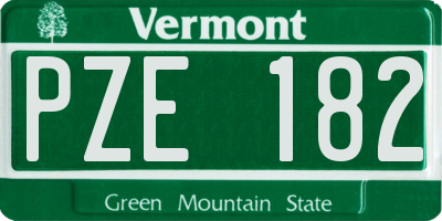 VT license plate PZE182