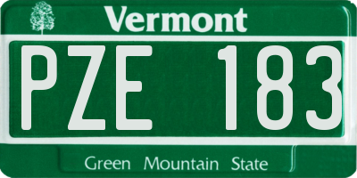 VT license plate PZE183