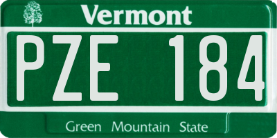 VT license plate PZE184
