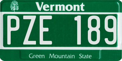 VT license plate PZE189