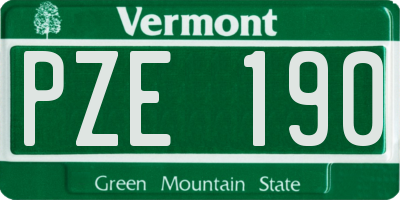 VT license plate PZE190