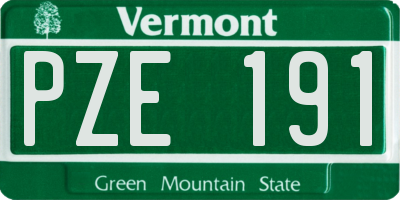 VT license plate PZE191