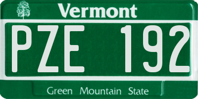 VT license plate PZE192