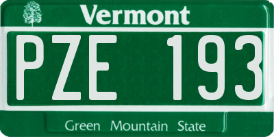 VT license plate PZE193