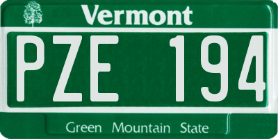 VT license plate PZE194