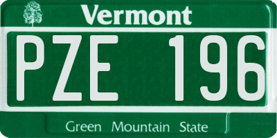 VT license plate PZE196