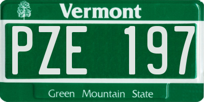 VT license plate PZE197
