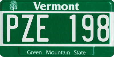 VT license plate PZE198