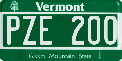 VT license plate PZE200