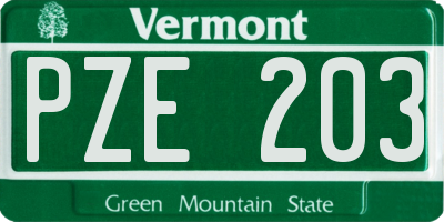 VT license plate PZE203