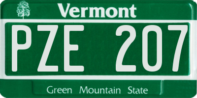 VT license plate PZE207