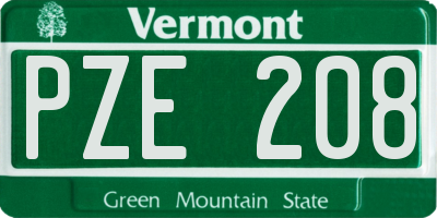 VT license plate PZE208