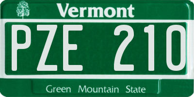 VT license plate PZE210