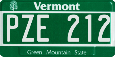 VT license plate PZE212