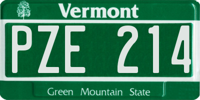 VT license plate PZE214