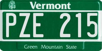 VT license plate PZE215