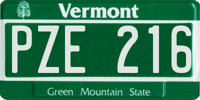 VT license plate PZE216